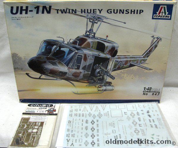 Italeri 1/48 UH-1N / CH-135 / AB-212Twin Engine Huey Gunship - US Air Force 20th S.O.S. Sq Hurlburt Field 1982 / Royal Canadian Armed Forces No. 424 Sq Trenton 1984  / Italian Air Force SAR Unit Linate 1996 - With Eduard PE Details and Wolfpack Decals, 847 plastic model kit